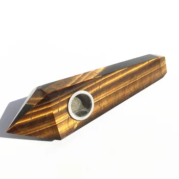 

Natural Tiger Eye Stone Quartz Crystal tobacco smoking pipe