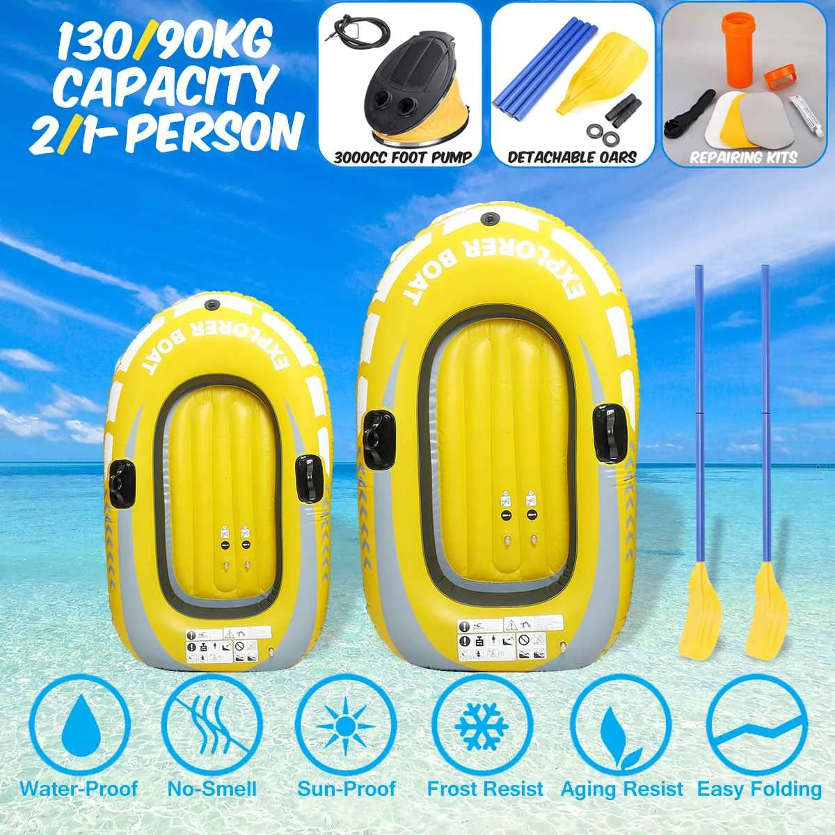 

Inflatable Boat Professional Outdoor Sport Tool Canoe 1~2 Person 130KG PVC Stream Kayaking Rubber Boat Convenient Fishing