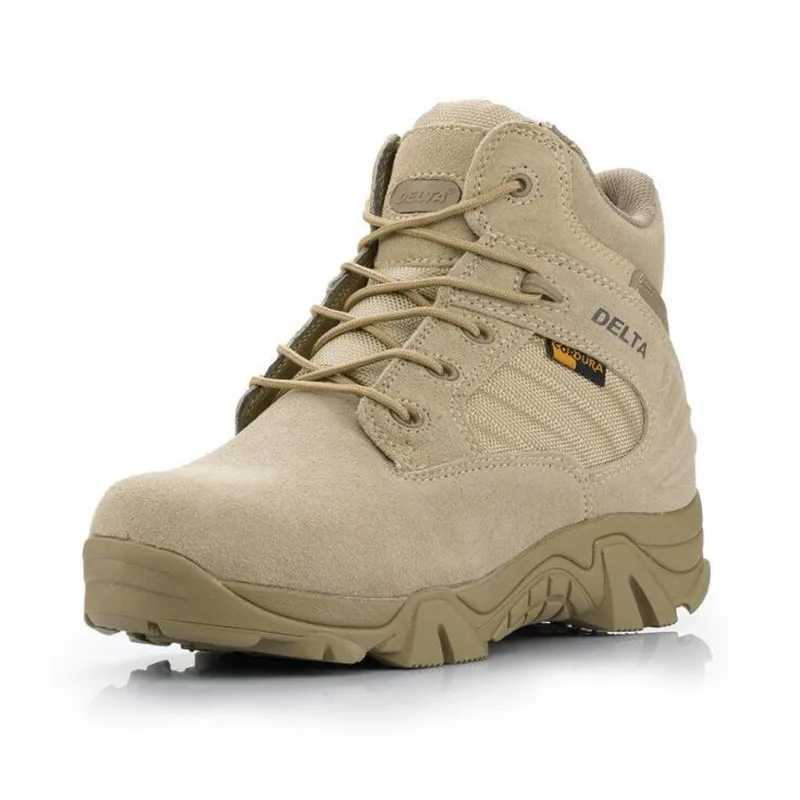 Высококачественные осень-зима военные Армейские ботинки круглый носок Для мужчин Desert армейские ботинки открытый Для мужчин кожаные армейские ботильоны - Цвет: Sand Low