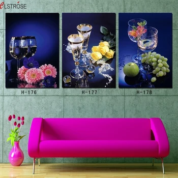 

CLSTROSE Painting 3 Piece Canvas Art Home Decoration Wall Wine Glasses Painting For Dining Room Painting On The Wall Unframed