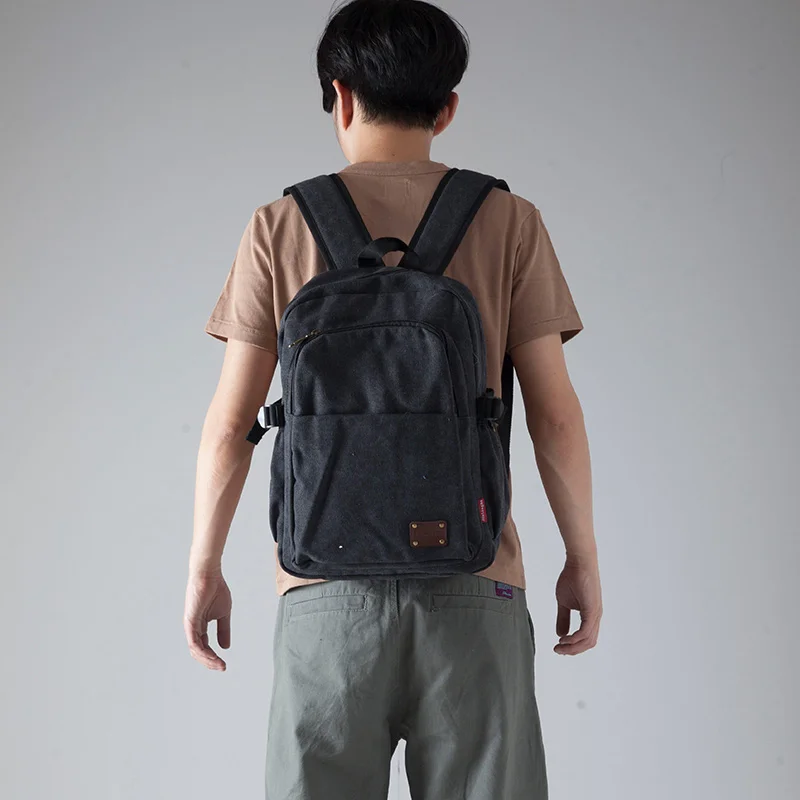 

Korean canvas simple schoolbag men's leisure college students travel fashion two-shoulder bag computer backpack