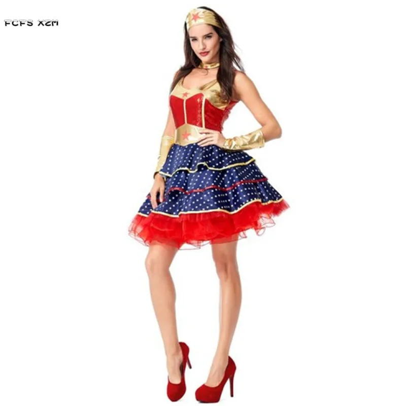 Feminino mulher maravilhosa cosplay mulher halloween superwoman