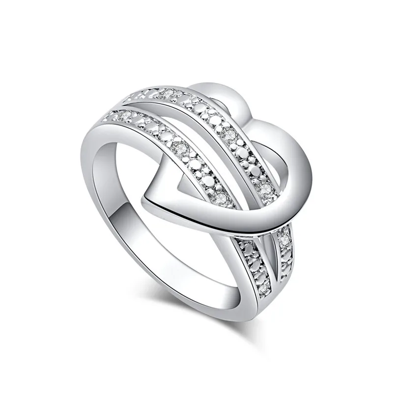 

MISANANRYNE Women Jewelry Anillos Bijouterie Silver Color Heart Women Wedding Ring Size 7-9 Valentine's Day Gift Dropshipping
