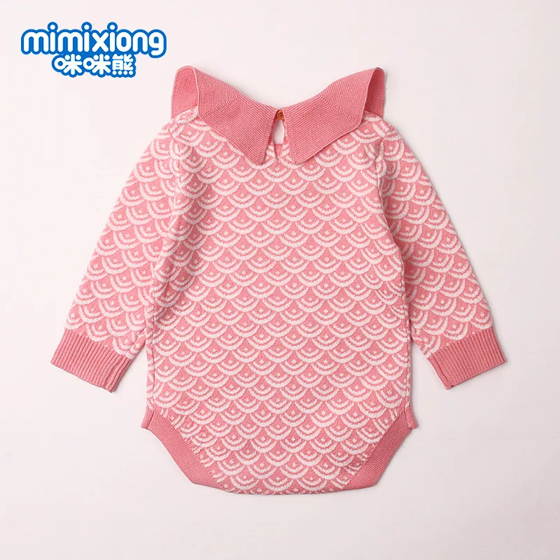

18-48 Months Baby Bodysuit Onesie Baby knit Rompers Long Sleeve Princess Triangle Jumpsuit Autumn Winter Clothing