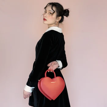 

Bags for women Girl gift sweetheart leather diagonal shoulder bag cute heart handbag