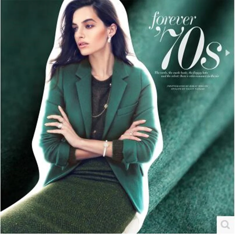 

Woolen fabric winter coat fabrics green cloth 310grams per metre