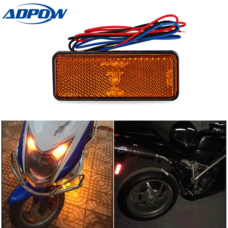 

1pcs For CAR Truck Trailer Motorcycle LED Rectangle Reflector Rear Tail Brake Stop Marker Light