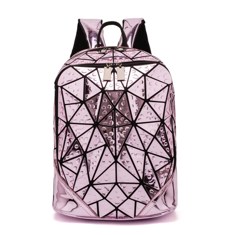 Женский рюкзак светящийся геометрический Блестящий лазерный рюкзак женский рюкзак для ноутбука школьный Повседневный туристический рюкзак - Цвет: Pink