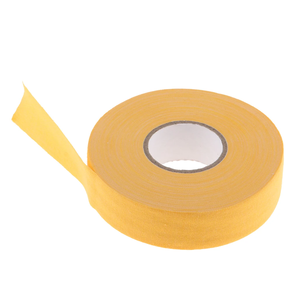 2pcs Self-Adhesive Hockey Stick Tape Cloth Sleeve Wrap Cover Tennis Grip (23 meter long 2.5cm wide) Yellow White