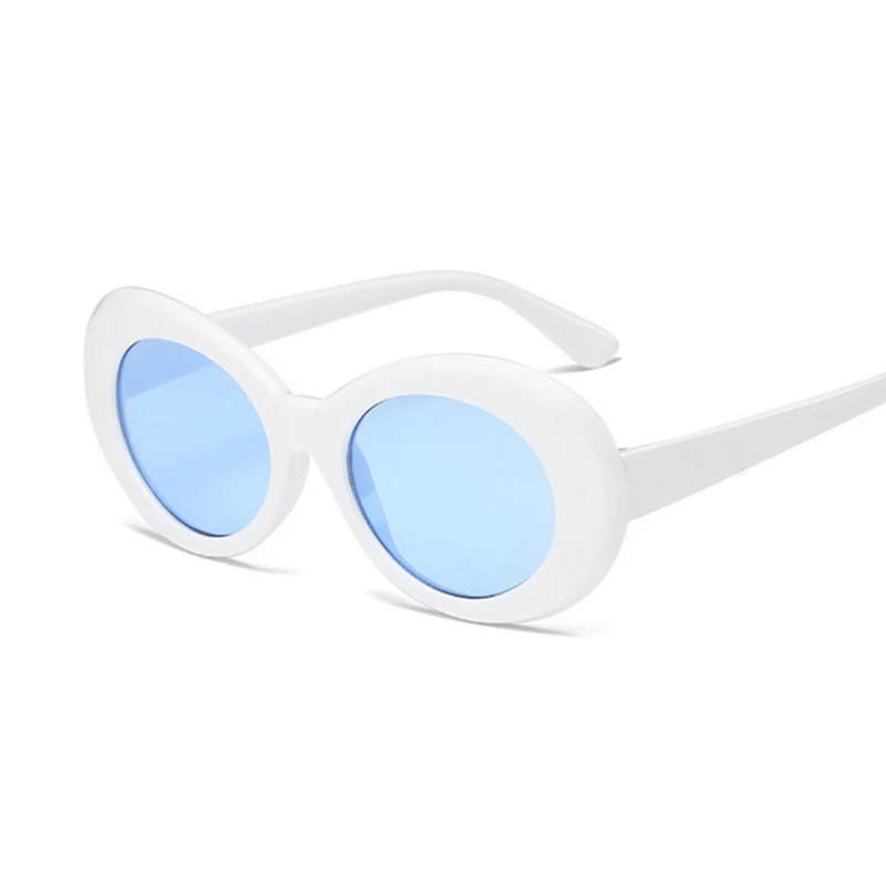 Корейская версия, круглые солнцезащитные очки для женщин, модные, Ретро стиль, маленькая оправа, солнцезащитные очки для женщин, звезда с солнцезащитными очками, стиль - Цвет линз: White  Blue