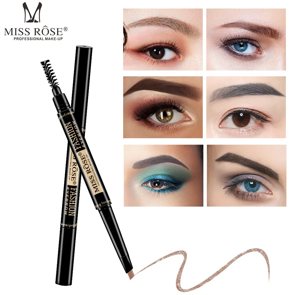 

Double-ended Hard Eyebrow Pen Waterproof Sweat-proof Automatic Rotating Eyebrow Tattoo Pencil 6 Color Eye Makeup
