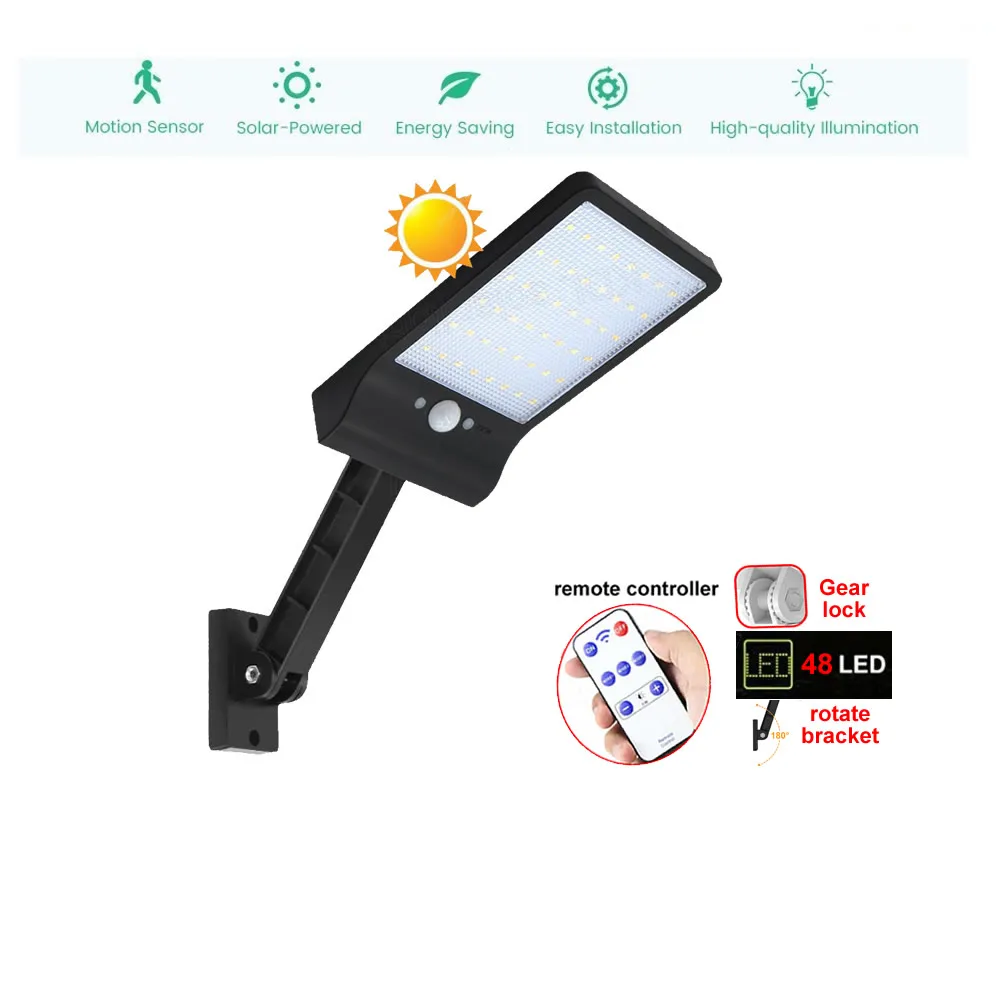 

48 led Super Bright Waterproof PIR frared Sensor Floodlight LED Lamp For Outdoor Lightg l pole garden spo Solar Lamps for gard
