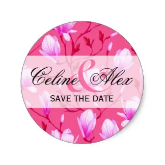 

3.8cm Spring Flower Garden Save the Date | fuchsia Classic Round Sticker