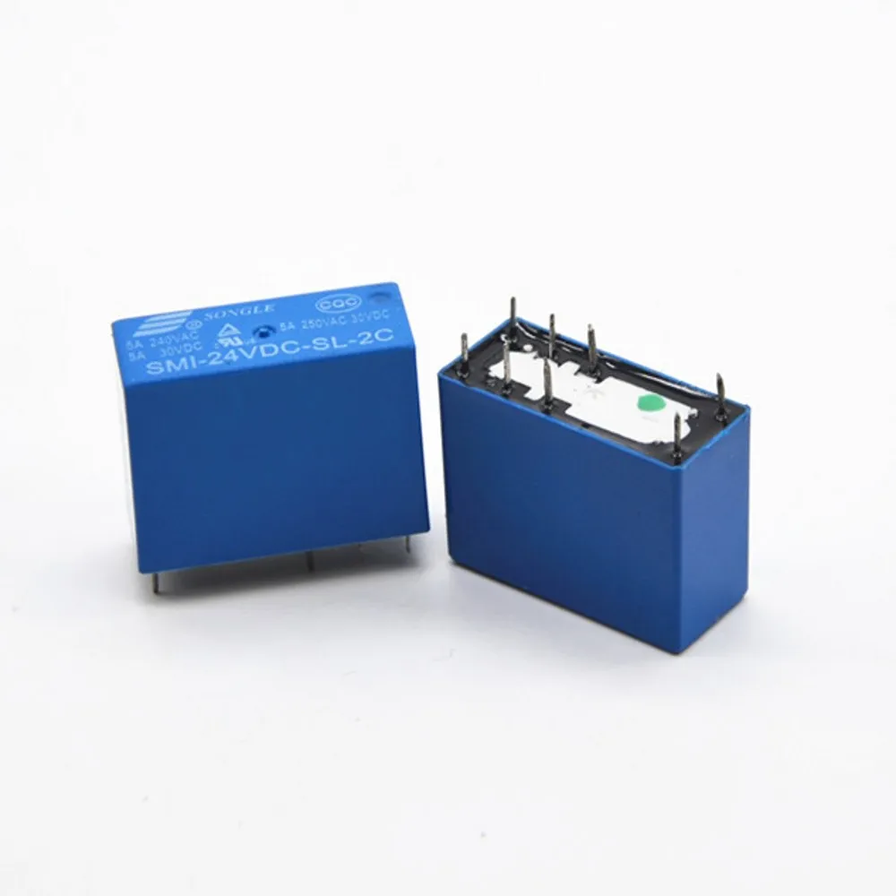 10PCS SMI-05VDC-SL-2C SMI-12VDC-SL-2C SMI-24VDC-SL-2C 8pin 5A 250VAC/30VDC 05 12 24 VDC Power Relay New Original