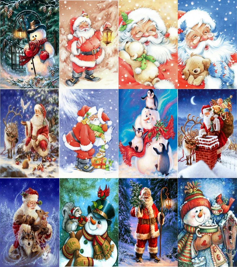 Рождественская фотография Santas DIY рукоделие полная алмазная живопись вышивка