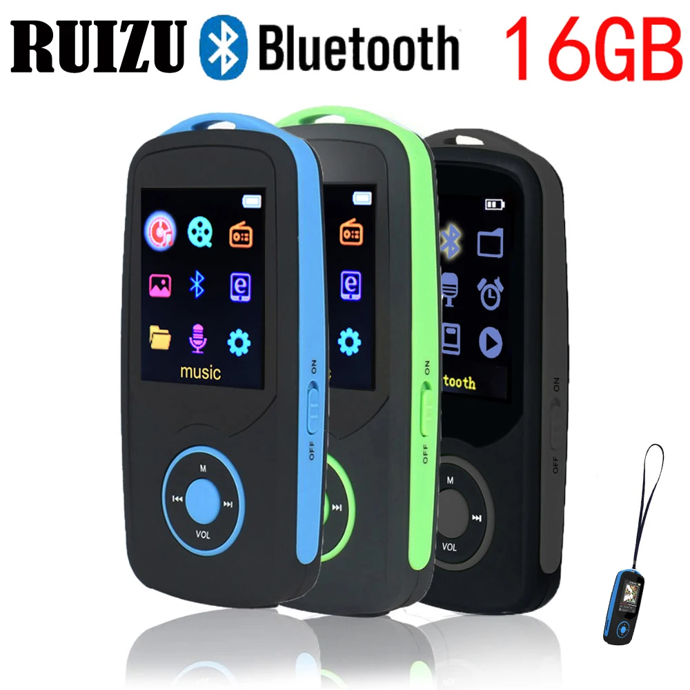  RUIZU X06 Bluetooth MP3 Player 16GB bluetooth 4.0 Sport With mp3 Player 70 Hours High Quality lossless Music player Recorder FM