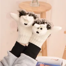 Модная одежда для девочек; зимние плотные теплые трикотажные варежки с Варежки «ежики» хороший подарок