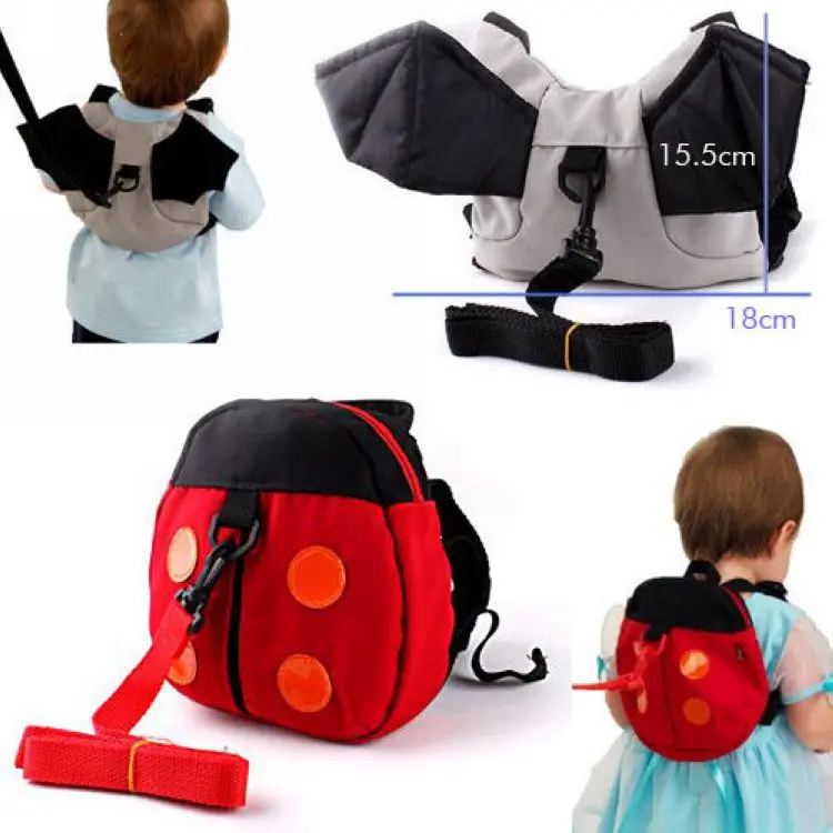 

1 piece Baby Toddler bag Safety Harness Backpack with Walker Strap Reins Ladybird Bat good quality bag 2style