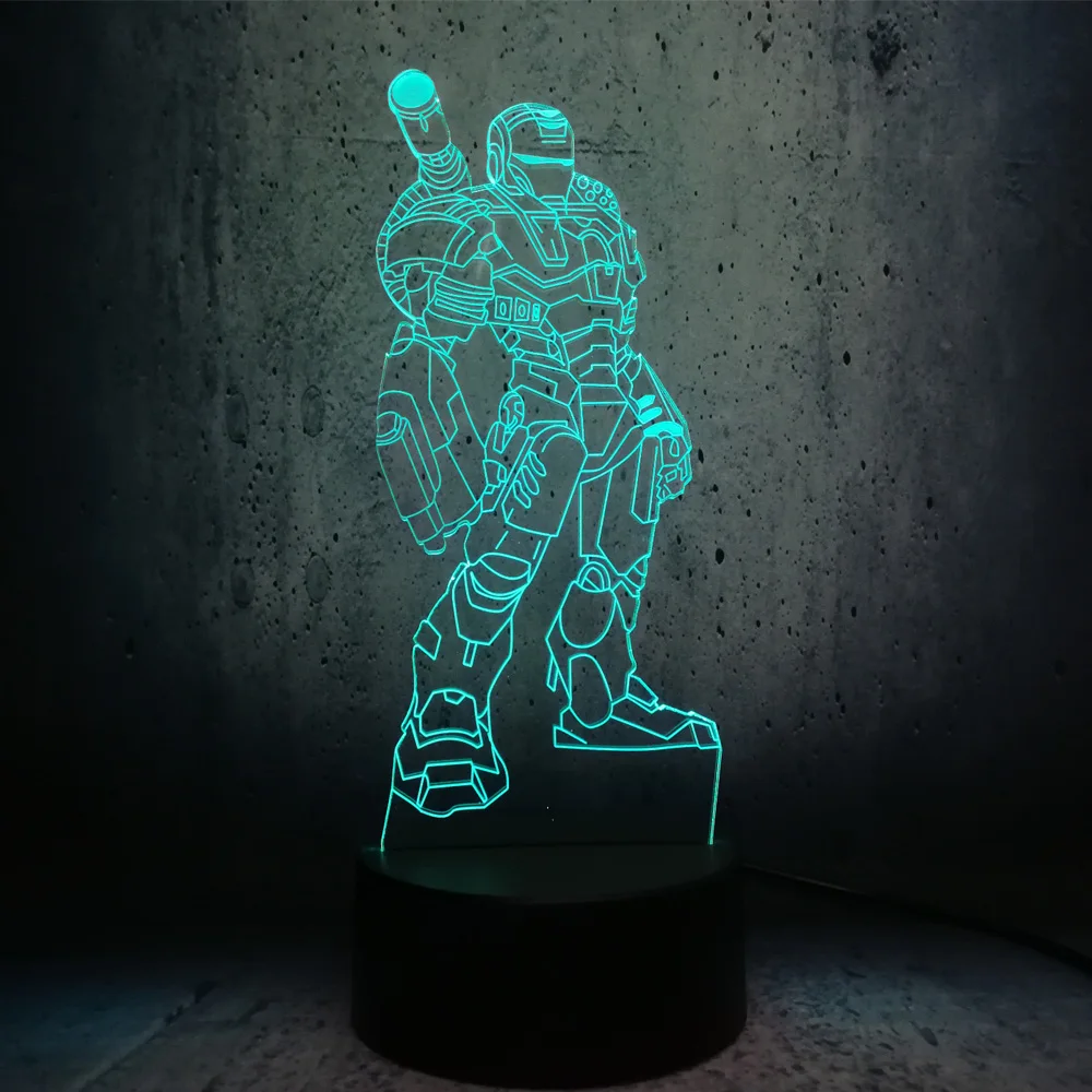 Железный человек 3D светодиодный мультяшный ночник настольная декоративная