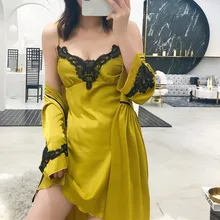 Для женщин пикантные Слинг Кружева Patcheork пижамы Спагетти ремень белье Комплект ночной одежды пикантные длиной выше колена Длина комплект пижам