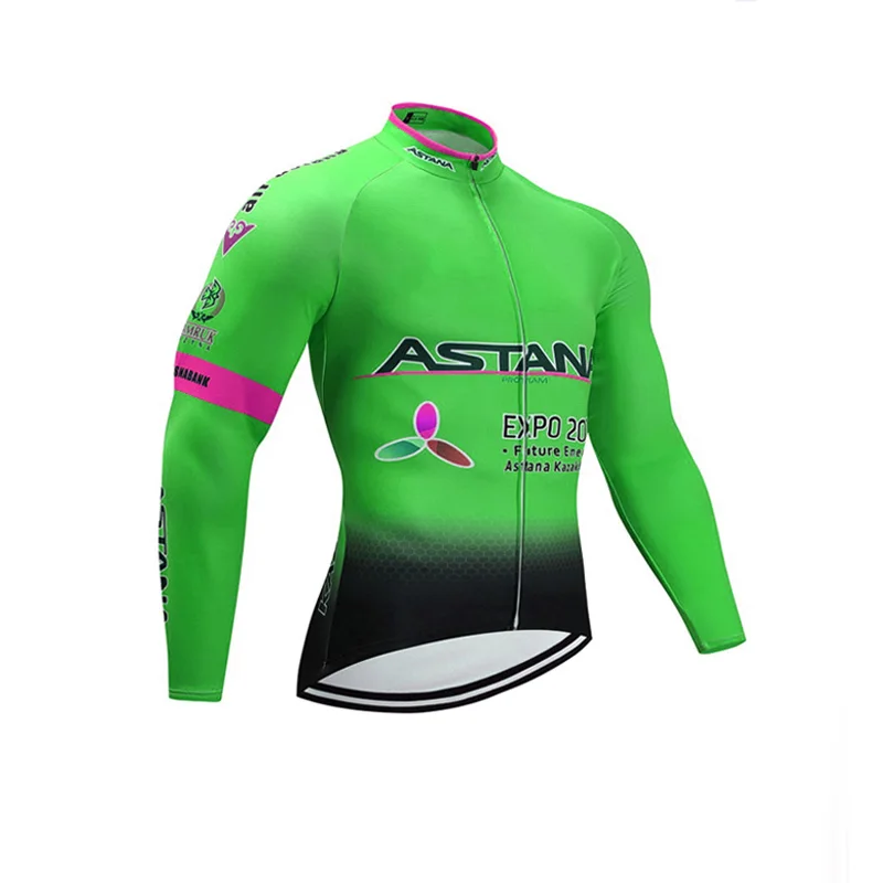 Весна Осень 2018 Pro team astana длинный рукав Велоспорт Джерси Ropa Ciclismo дышащая гоночная