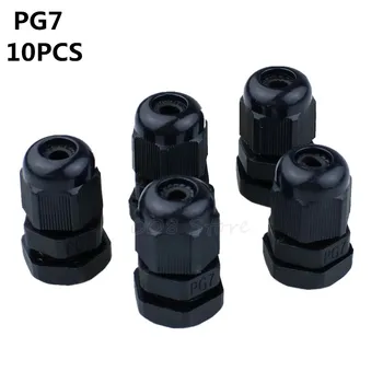 

10 Pcs PG7 Black Plastic Waterproof Cable Glands Joints