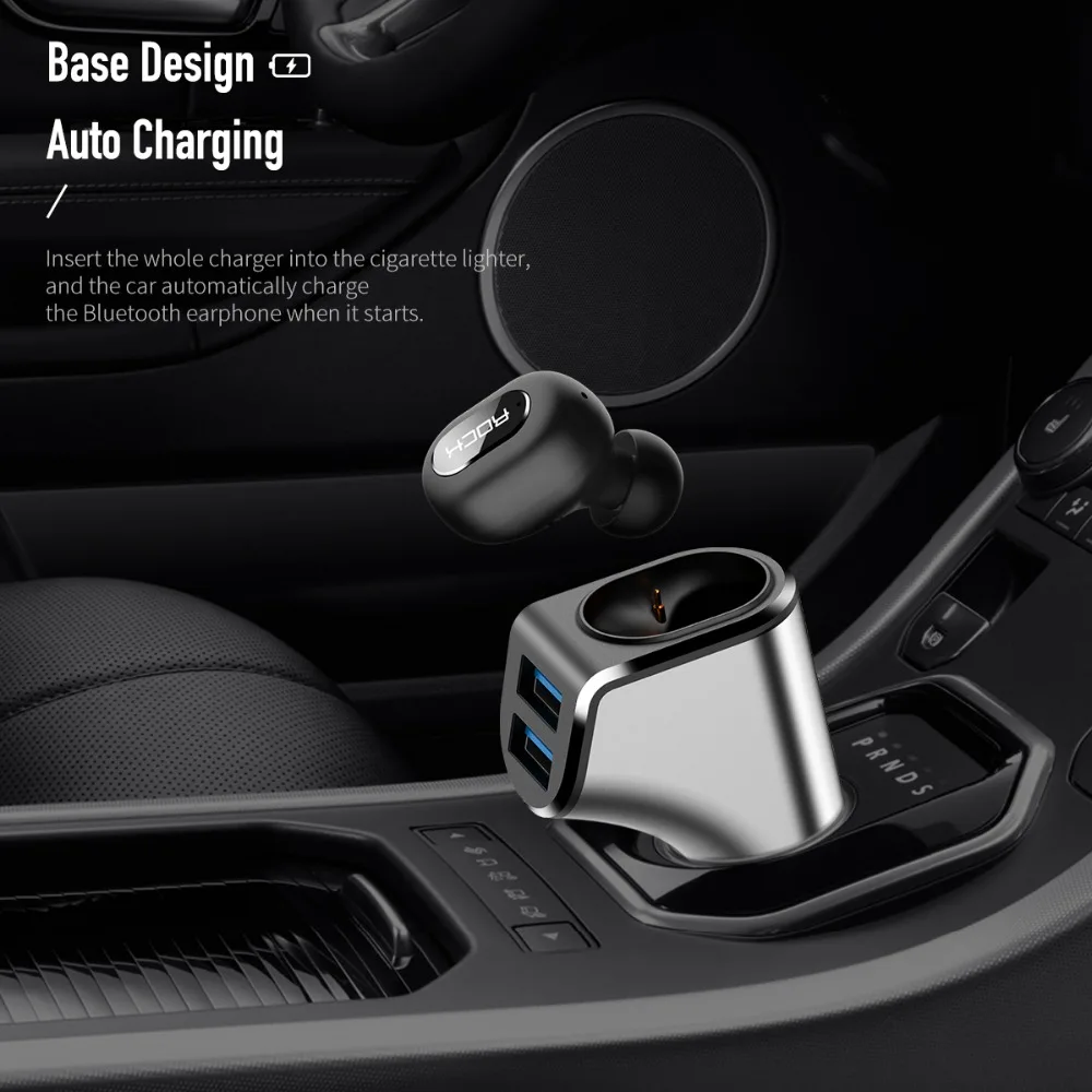 Интеллектуальное автомобильное зарядное устройство ROCK B400 с двумя usb-портами+ 4,2 Bluetooth, цифровые наушники, быстрая зарядка, мониторинг для iPhone xs, samsung
