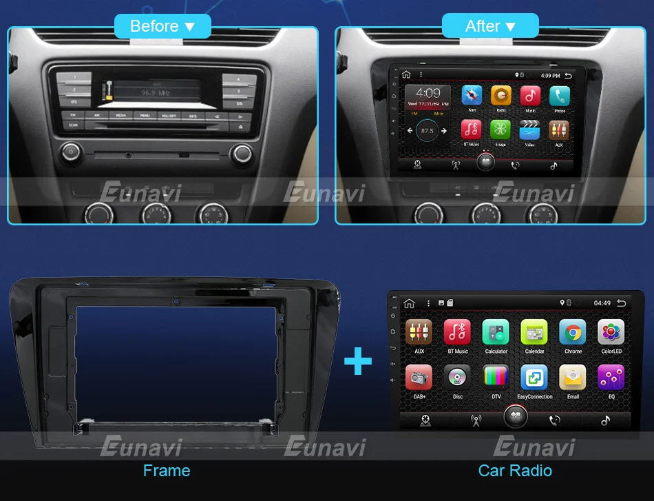 Cheap Eunavi Quad Core 2G RAM 32G ROM Android 7.1 2 din Car Radio GPS Navi For VW Skoda Magotan POLO PASSAT Golf 7 Jetta Super Octavia 2