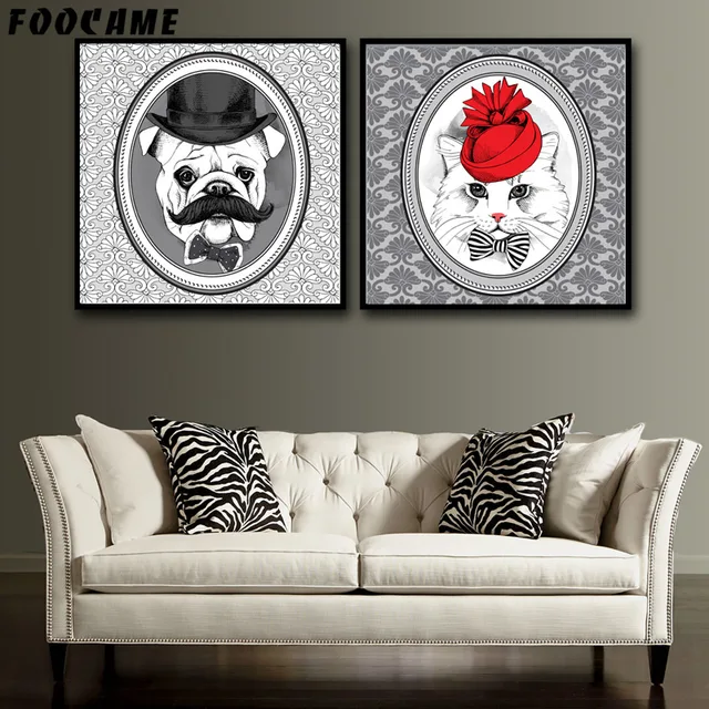 FOOCAME Kerst Leuke Hond Vintage Dier Posters en Prints Canvas ... FOOCAME Kerst Leuke Hond Vintage Dier Posters en Prints Canvas ...