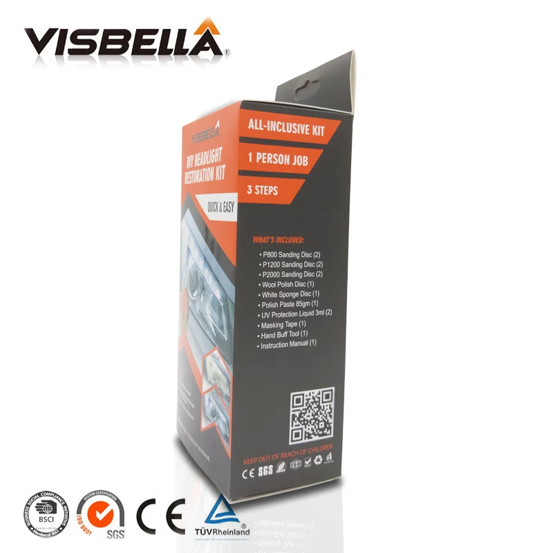 Visbella Headlamp Polishing Paste Kit DIY Headlight Hestoration System for Car Care Repair Hand Tool Sets Lamp Lense by Manual Visbella Headlamp Polishing Paste Kit DIY Headlight Hestoration System for Car Care Repair Hand Tool Sets Lamp Lense by Manual