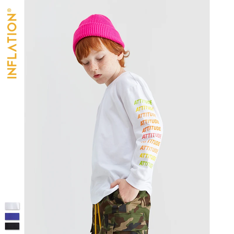 

INFLATION KIDS Pullover Boy T-shirt Long Sleeve Simple Boys And Girls Tshirt Autumn Cotton Tshirt Cotton Boy Tshirt 19259A