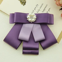 Профессиональный для женщин с бантом для свадьбы полиэстер галстук-бабочка, для студенток; с галстуком-бабочкой Классический воротник расшит лентой и бантом