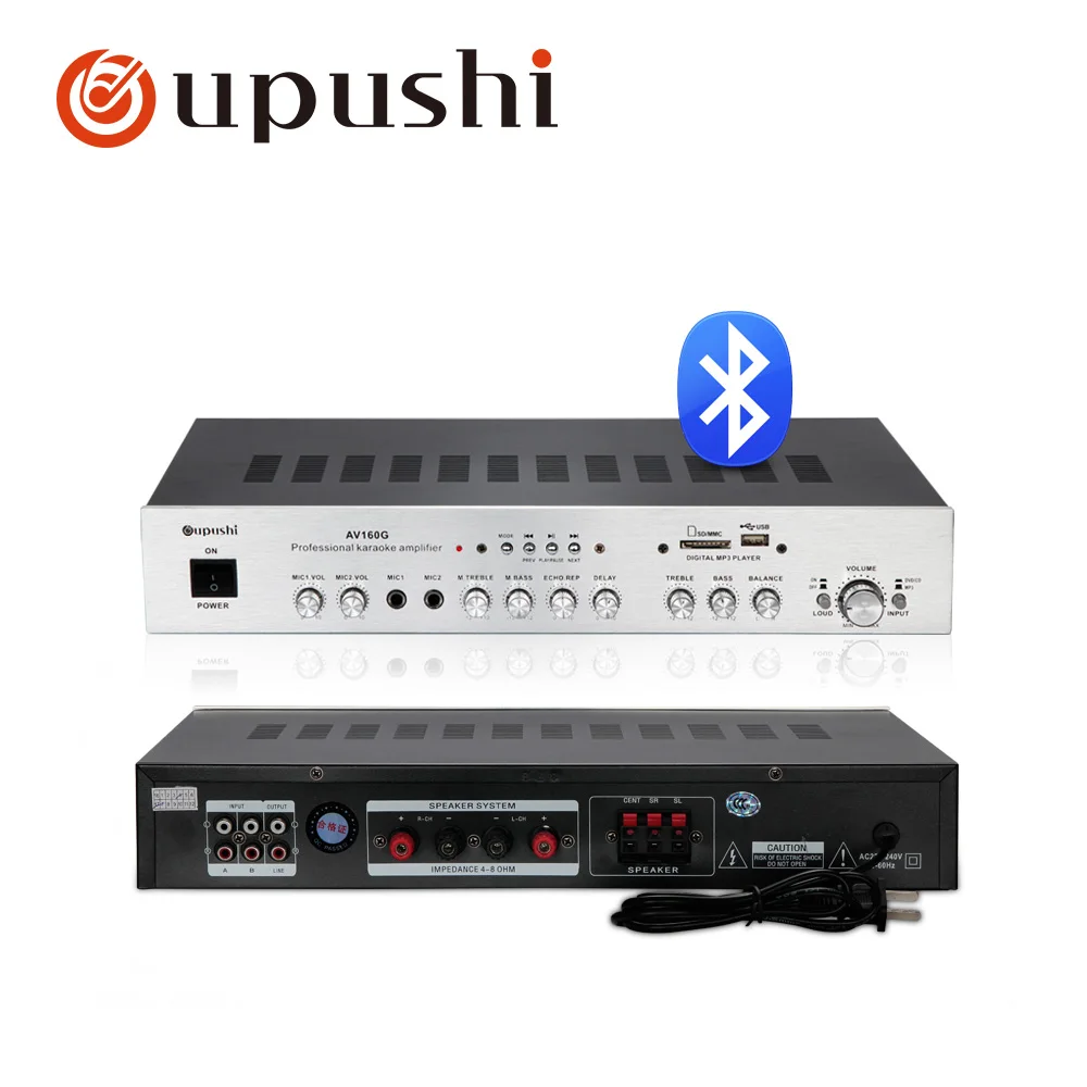 5 channel karaoke amplifier 160w bluetooth karaoke mixer amplifier professional oupushi home theatre system with usb