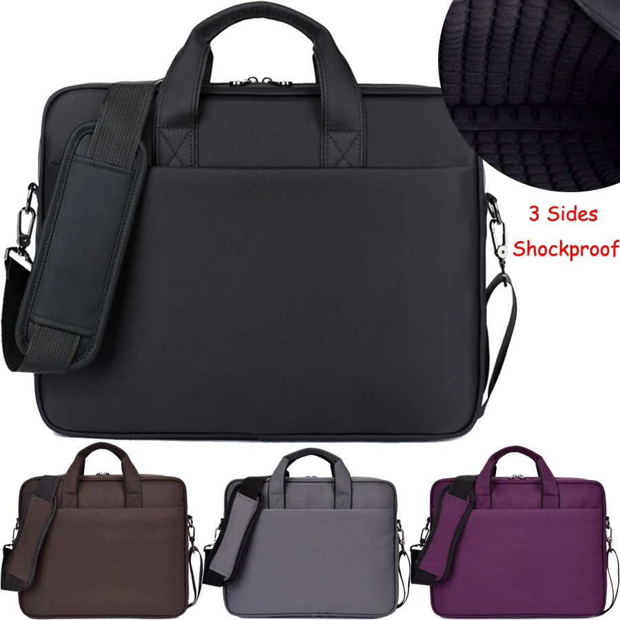 3 Sides Shockproof 14 15 15.6 Inch Waterproof Nylon Laptop Solid Notebook Tablet Bag Bags Case Messenger Shoulder for Men Women