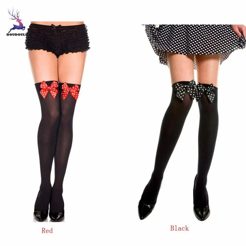 Doudoulu женские модные сексуальные шелковые чулки выше колен с бантом, носки выше колена, Прямая поставка