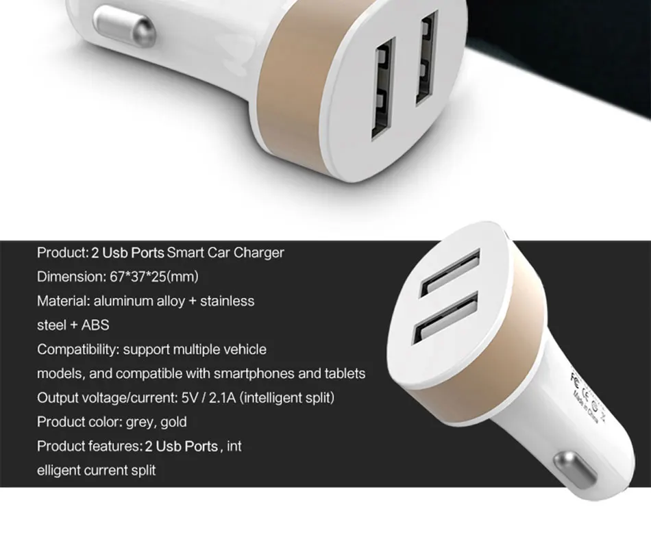 Автомобильное зарядное устройство LINGCHEN с двумя usb-портами для телефона, 5 В, 2,1 а, зарядное устройство для мобильного телефона, для iPhone, быстрое USB зарядное устройство, адаптер для автомобиля, для планшетов