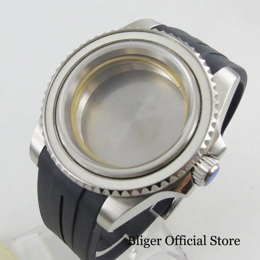 High Quality 40mm Stainless Steel Watch Case With Rubber Strap Fit for
