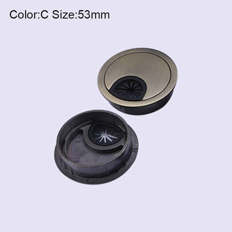 High Desk Cable Hole Cover Zinc Alloy Base Table Wire Outlet Port Computer Grommet Surface Line Box LG66 - Color: C 53mm