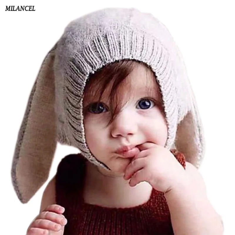 font b Baby b font Rabbit Ears Hat Infant Toddler Autumn Winter Knitted Caps for