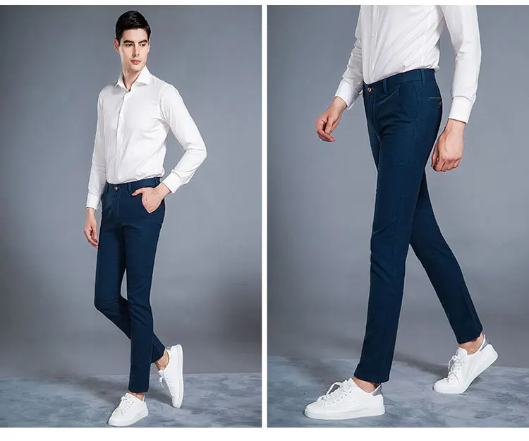 2019 Slim Fit Повседневное прямые Брюки Новое поступление хлопковые брюки Для мужчин Sliod плотные рейтузы Homme Для мужчин s джоггеры Большой размер