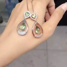 Натуральный Зеленый Пренит Кулон S925 серебро натуральный красный гранат кулон Цепочки и ожерелья Модные большая капля воды женские вечерние ювелирные украшения