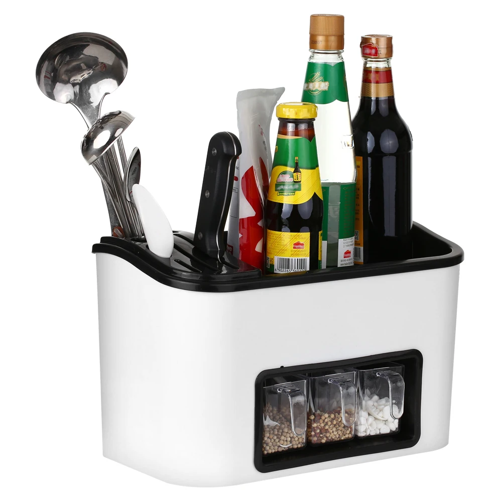 

Kitchen Storage Organizer Spice Rack Cutlery Holder Knife Block Countertop Organizer for Spices Sauces Bottles Seasoning Boxes