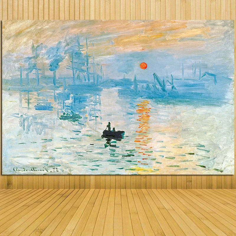 

Claude Monet Sunrise Impressionist Landscape Art Print Poster Wall Picture Canvas Painting For Living Room Home Decor No Framed