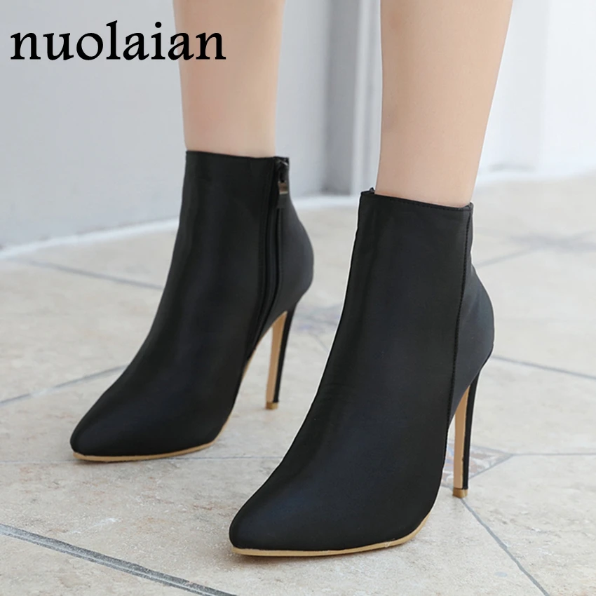 Para Invierno Punta Mujer Primavera Botas Black Altos Negro Vestido Ladies Cm Duan 10 Xue Calcetín Punk Estrecha Zapatos Tacones Otoño 5 De wqx7aTSf