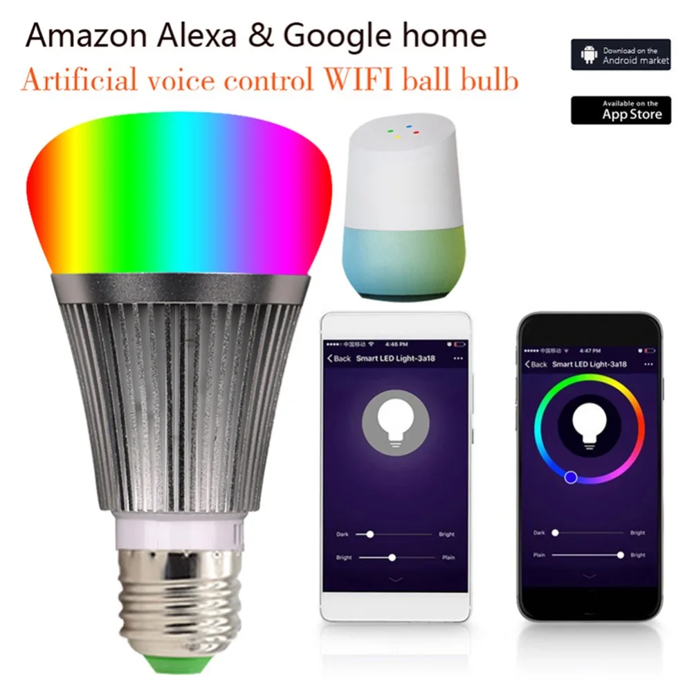 7W E27 B22 RGB+W Wireless Wifi Controller smart led bulb Wi-Fi 2.4GHz Remote lamps timer function wireless light | Лампы и освещение