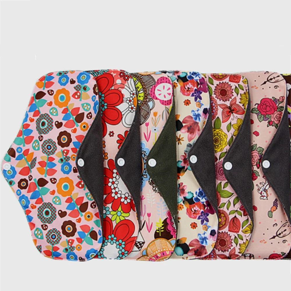 2pcs Washable Menstrual Pad Reusable Sanitary Mama Bamboo Cotton Cloth Pads Feminine Hygiene Panty Liner Soft Towel Pads|Подгузники для