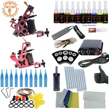 Полный набор татуировщика два набор приборов 8 Обёрточная бумага катушки татуировки 10 Цвета пигмент татуировки Питание Набор татуировок комплект