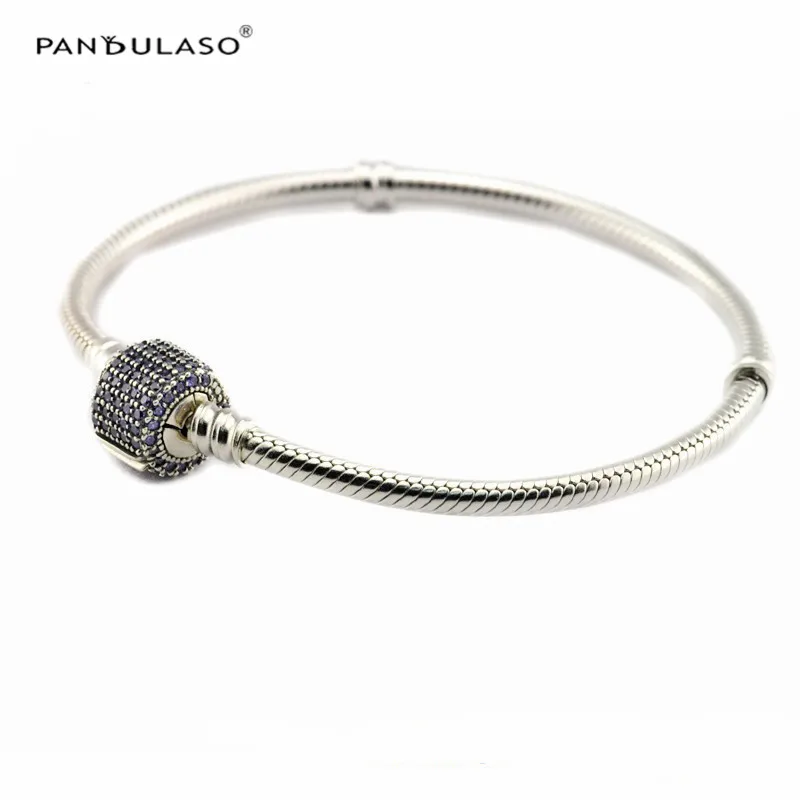 

3 Colors Signature Barrel Shape Clasp Snake Chain Silver Bracelets for Women & Men Fashion DIY Crystal Sterling Silver Jewelry