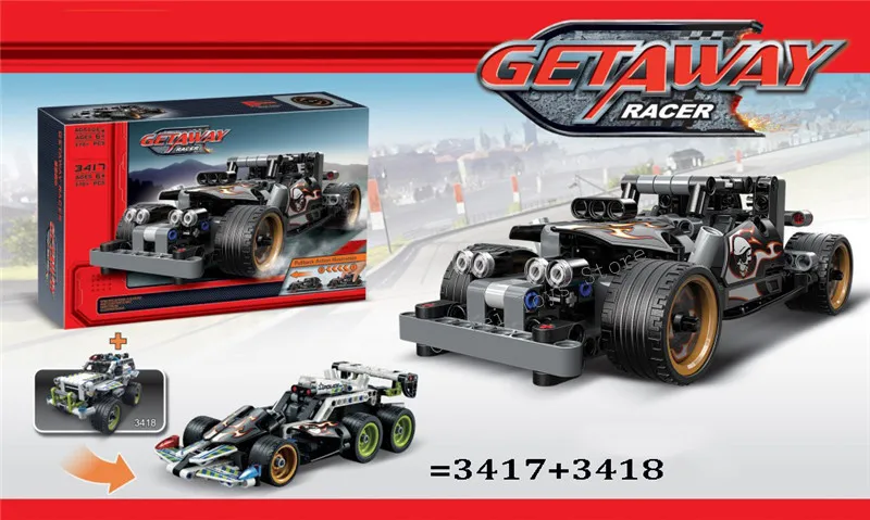 8 видов стилей Technic 2 в 1 GETAWAY RACER POLICE INTERCEPTOR строительный блок откатной автомобиль кирпич совместим с 42046 42047