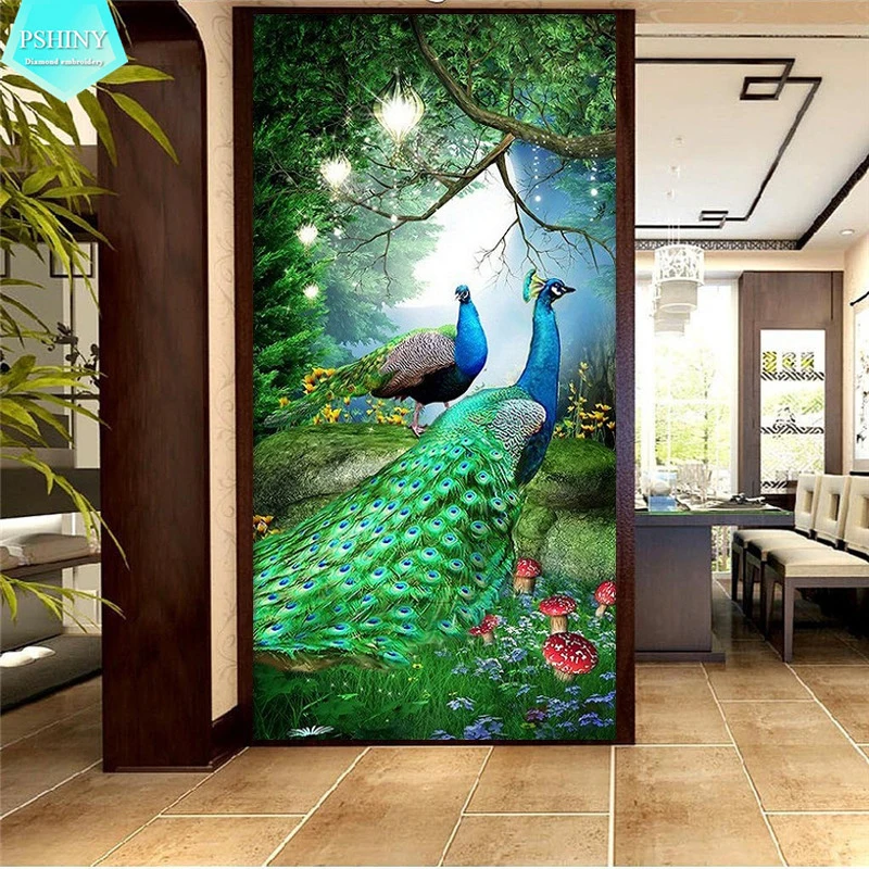 

PSHINY 5D DIY Diamond embroidery sale Forest peacock animal Full drill Square rhinestones pictures Diamond Painting new arrivals